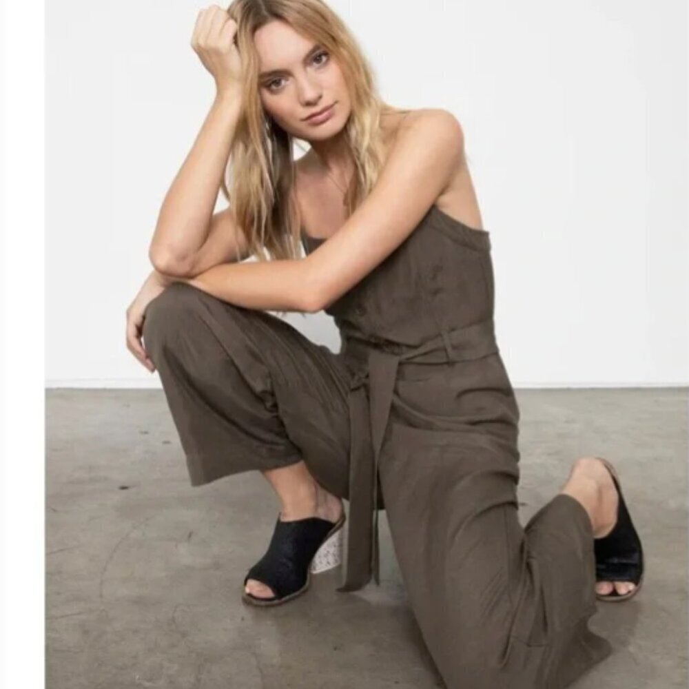 Rails Harper Button Front Cropped Linen Jumpsuit … - image 3